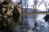 Outside the entrance of Sintzi spring. We can clearly see the fresh water welling up from the cave.